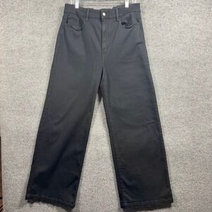 Paige Jeans Womens 32 Genesee Black High Rise Wide Leg Stretch Denim